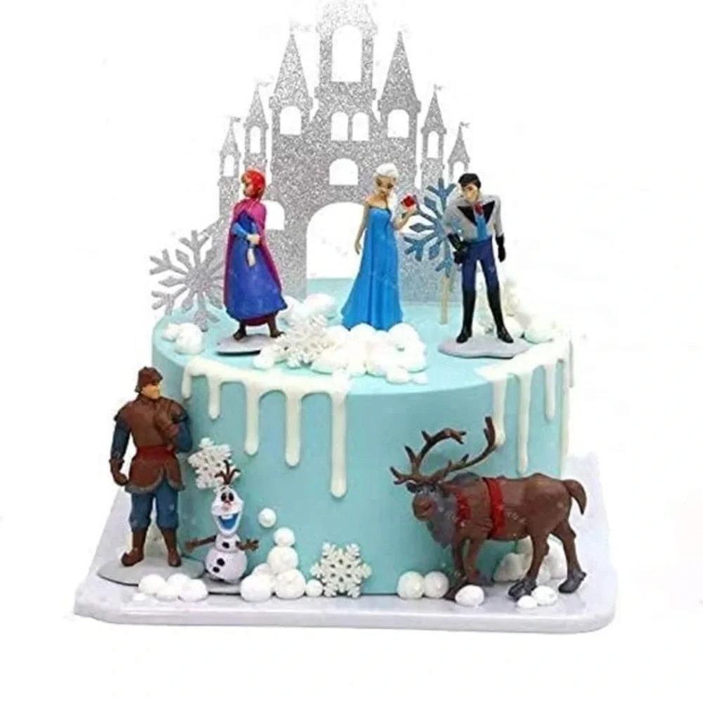 Frozen Inspired Cake Topper Set with Blue and Brown Accents